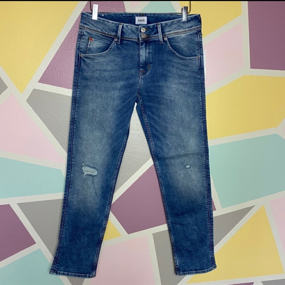 Hudson Jeans Collin Destroyed Hem Skinny Jeans